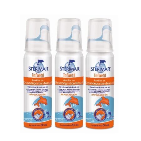 Pack 3 Unidades Stérimar Infantil Agua de Mar 100% Natural Hipertónica Cobre y Manganeso 50ml